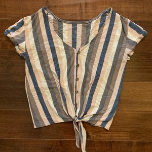 American Eagle Outfitters Women's Tie Front Striped Button Down Top Size Small